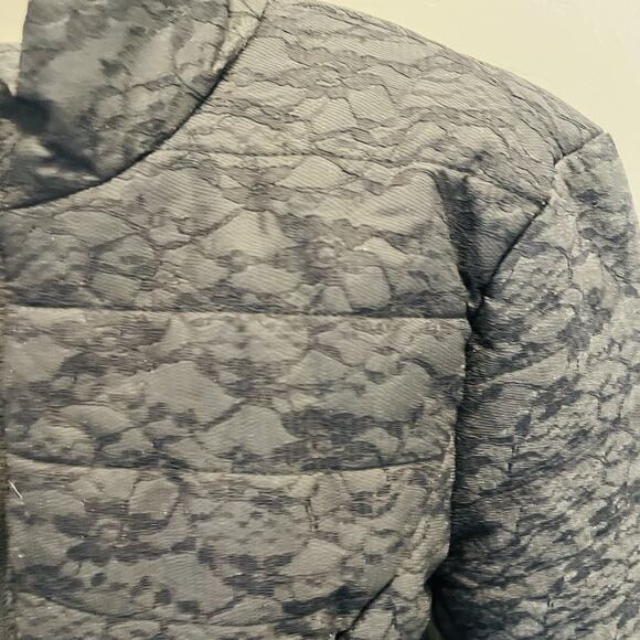 Ark Co Women’s Puffer Quilted Lace Jacket Size M Long Overcoat Black (A0125) - Picture 2 of 6